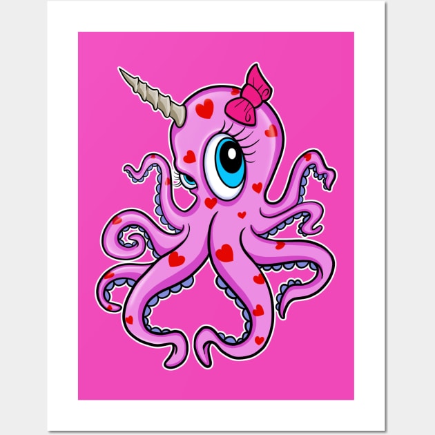 Cute Unicorn Octopus Wall Art by Space Truck